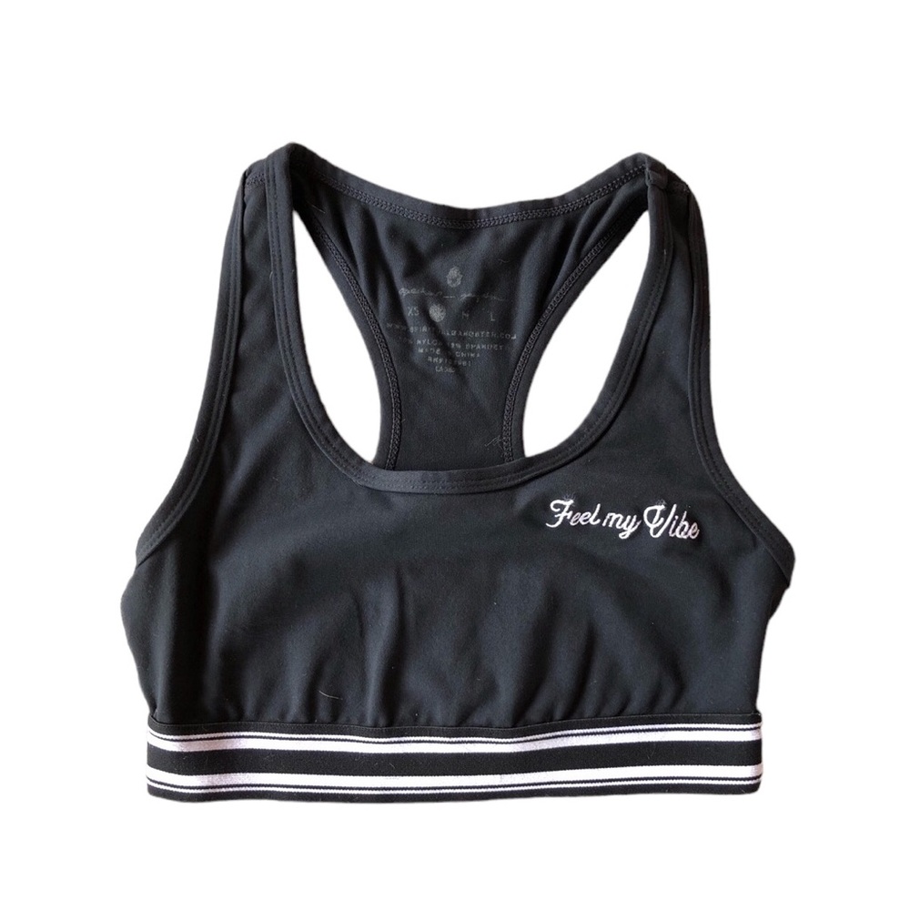 Spiritual Gangster Navy Sports Bra. “Feel my Vibe”